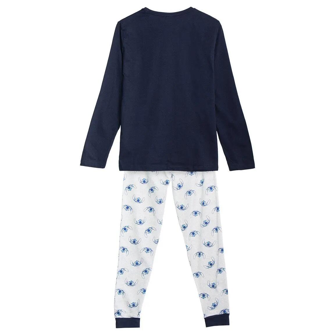 Pyjama Long Adulte Stitch Deux Pièces en Coton Bleu 2/3