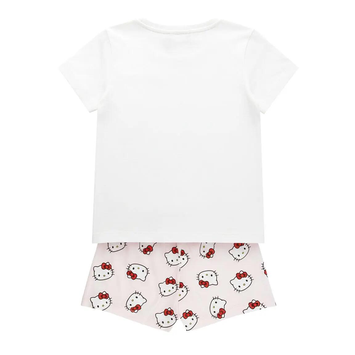 Pyjama Court Enfant Hello Kitty Deux Pièces en Coton Blanc 2/6