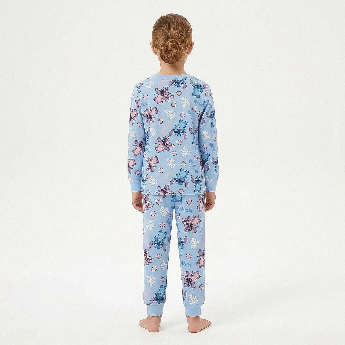 Pyjama Lang Kinder Stitch Tweedelig van Polyester Lichtblauw 5/6