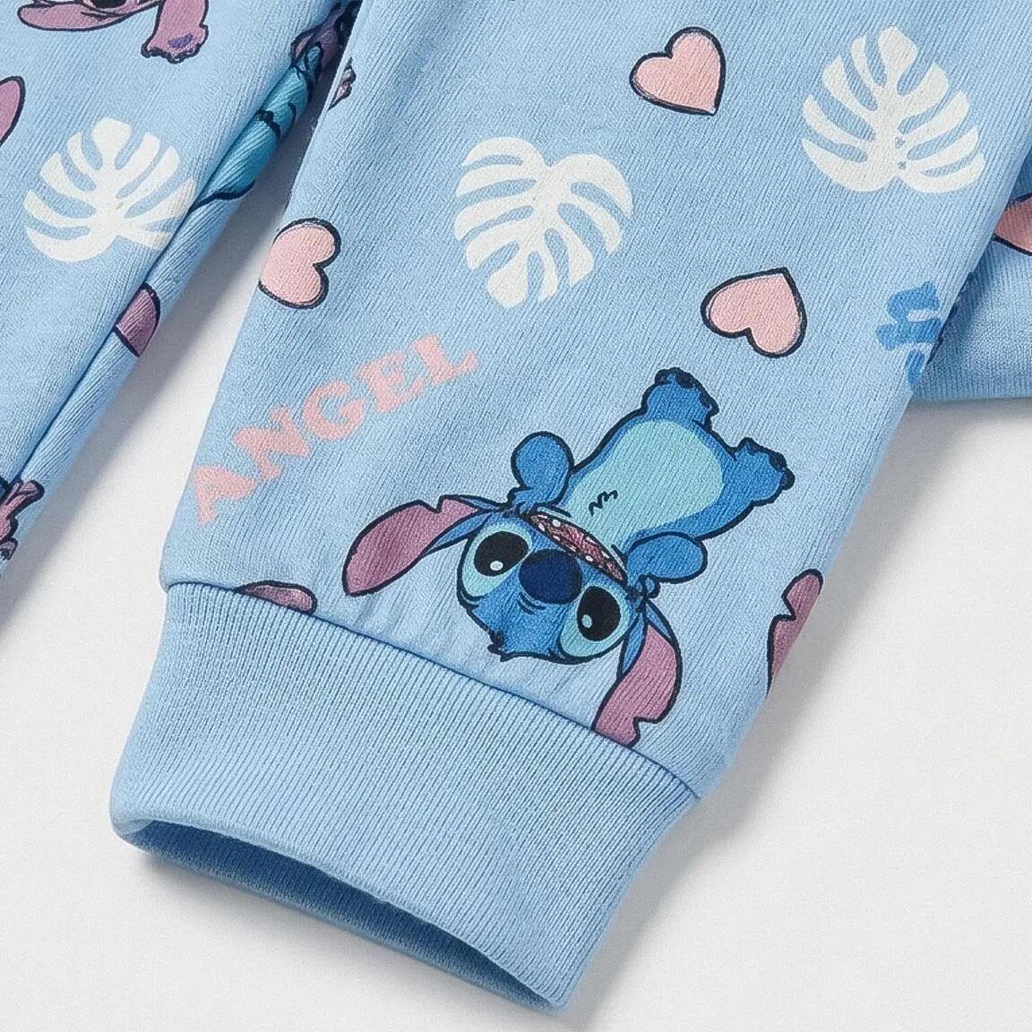 Pyjama Lang Kinder Stitch Tweedelig van Polyester Lichtblauw 3/6