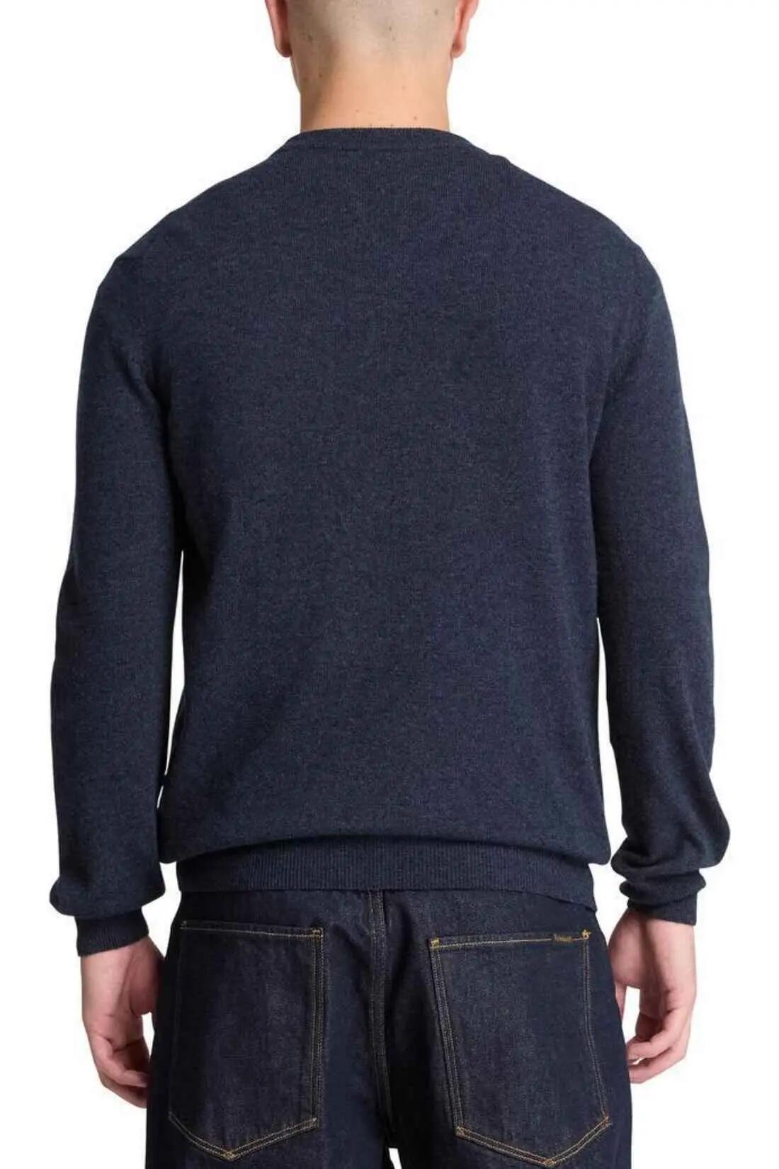 Pull - Homme - Coupe regular, Laine mélangée, Col rond - Bleu 3/3