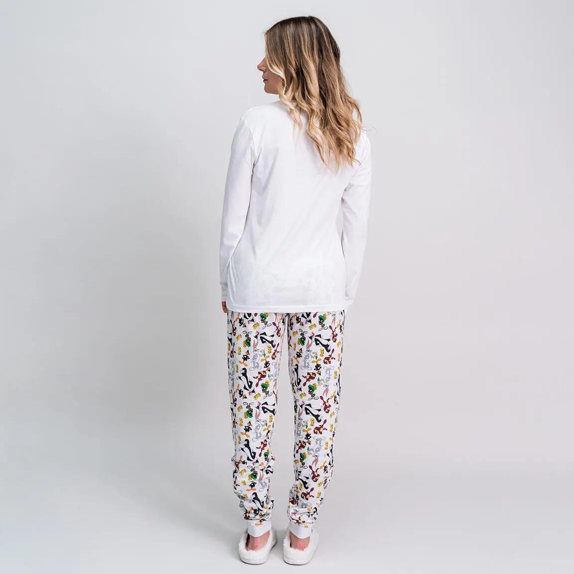 Pigiama Lungo Adulto Looney Tunes di Due Pezzi in Cotone Grigio 5/6