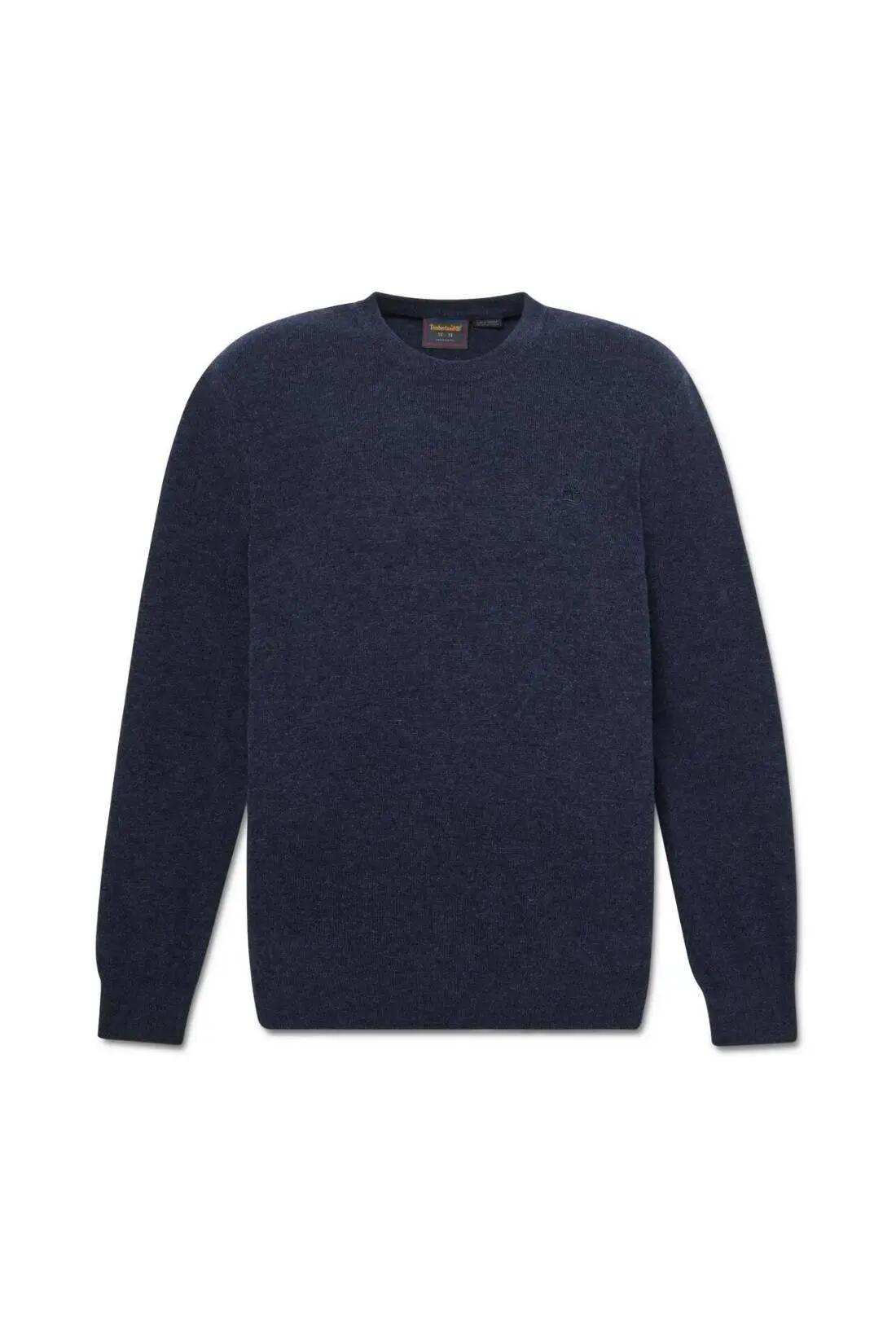 Pull - Homme - Coupe regular, Laine mélangée, Col rond - Bleu 2/3