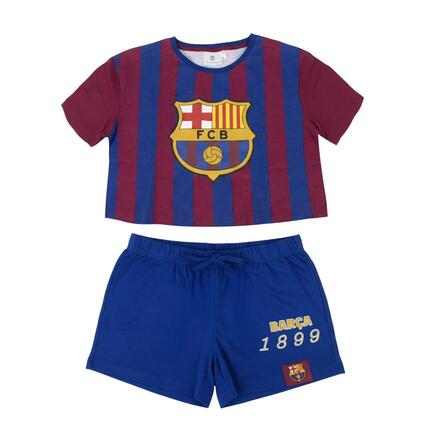 Pyjama Court Adulte FC Barcelona Deux Pièces en Coton Bleu