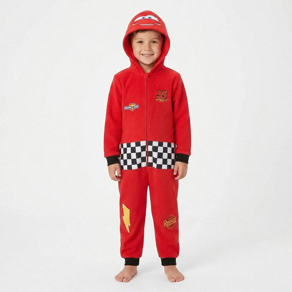 Pyjama Long Enfant Cars Deux Pièces en Polyester Rouge 4/6