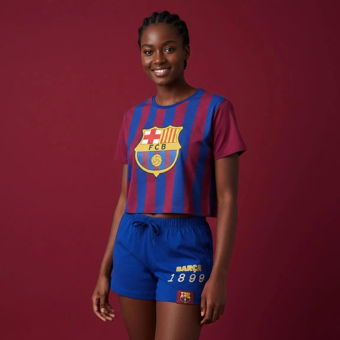 Pijama Corto Adulto FC Barcelona de Dos Piezas de Algodón Azul 6/6