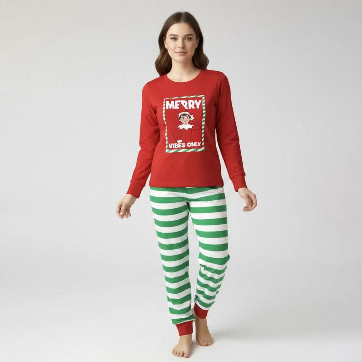 Pyjama Lang Volwassenen The Elf Tweedelig van Katoen en Polyester Rood 5/6