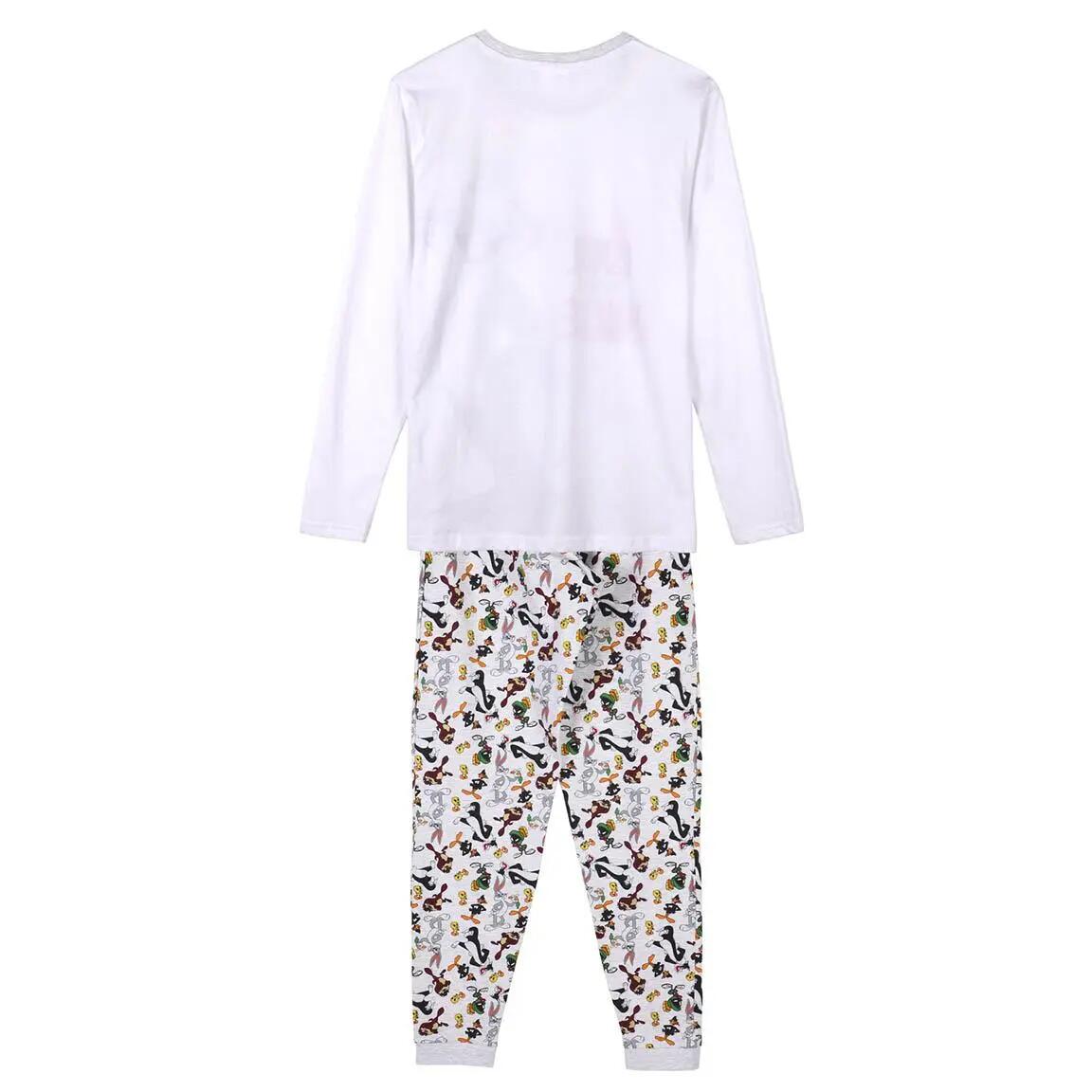 Pigiama Lungo Adulto Looney Tunes di Due Pezzi in Cotone Grigio 2/6