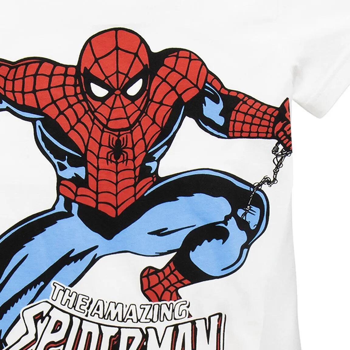 Pyjama Court Enfant Spiderman Deux Pièces en Coton Blanc 3/6
