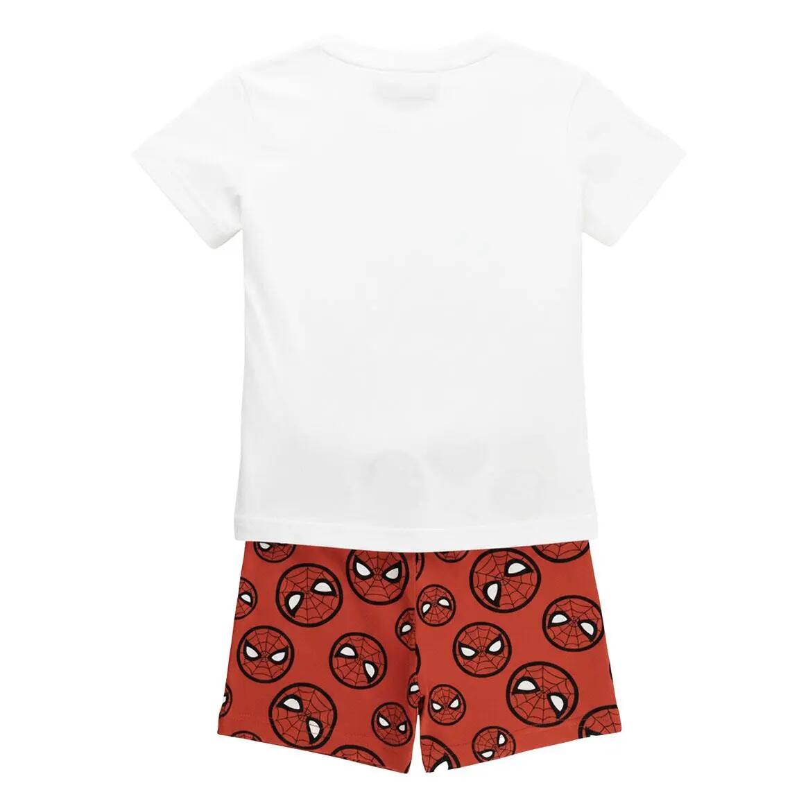 Pyjama Court Enfant Spiderman Deux Pièces en Coton Blanc 2/6