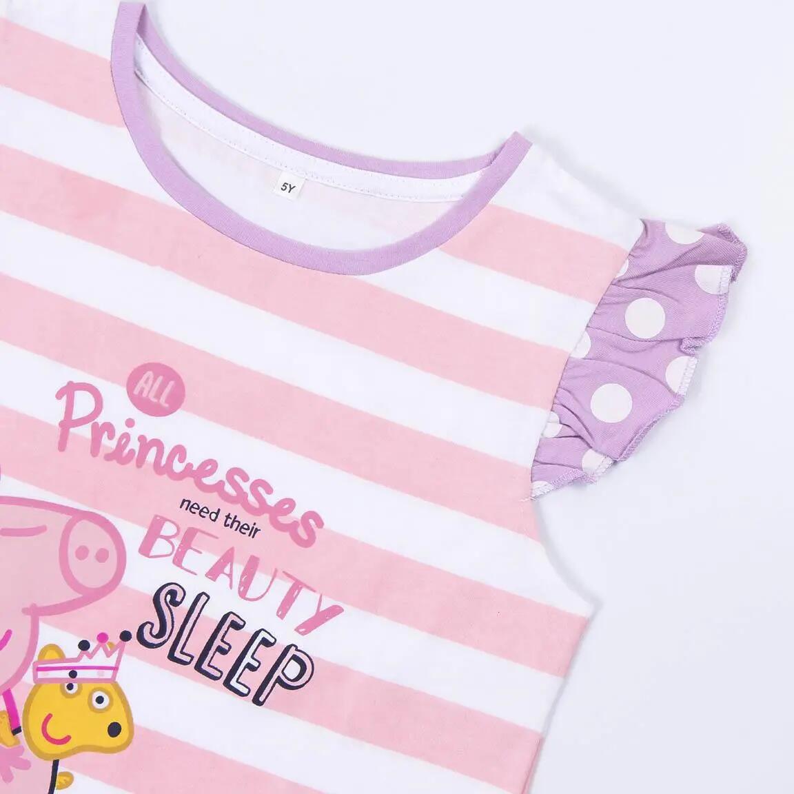 Pijama Corto Infantil Peppa Pig de Dos Piezas de Algodón Rosa 3/6