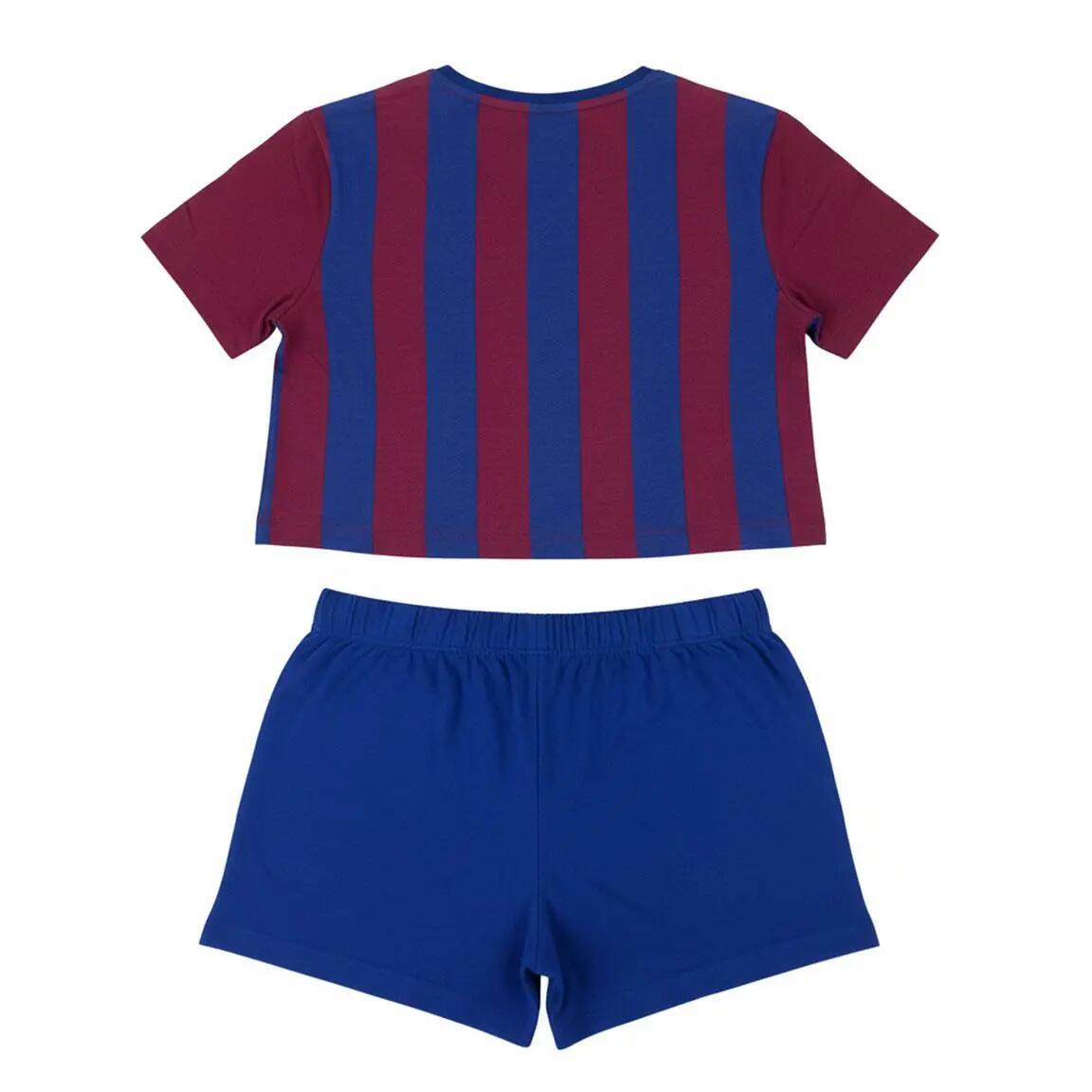 Pijama Corto Adulto FC Barcelona de Dos Piezas de Algodón Azul 2/6