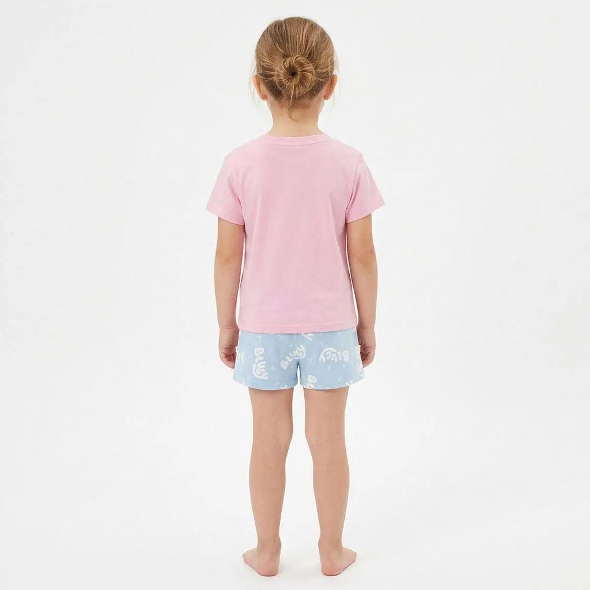 Pijama Curto Infantil Bluey de Duas Peças de Algodão Rosa Claro 6/6