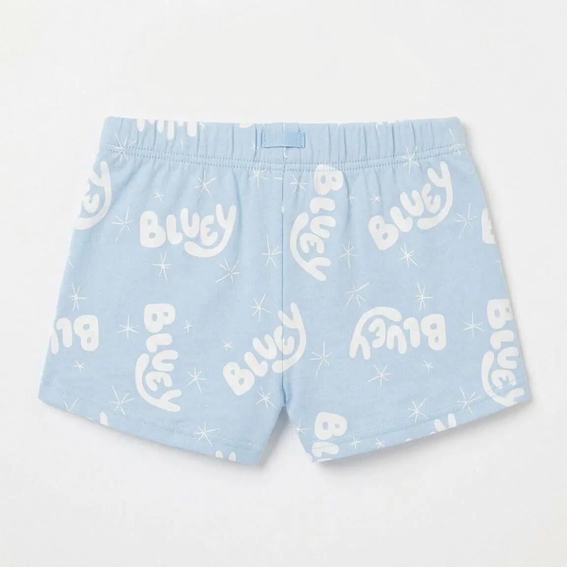 Pijama Curto Infantil Bluey de Duas Peças de Algodão Rosa Claro 4/6