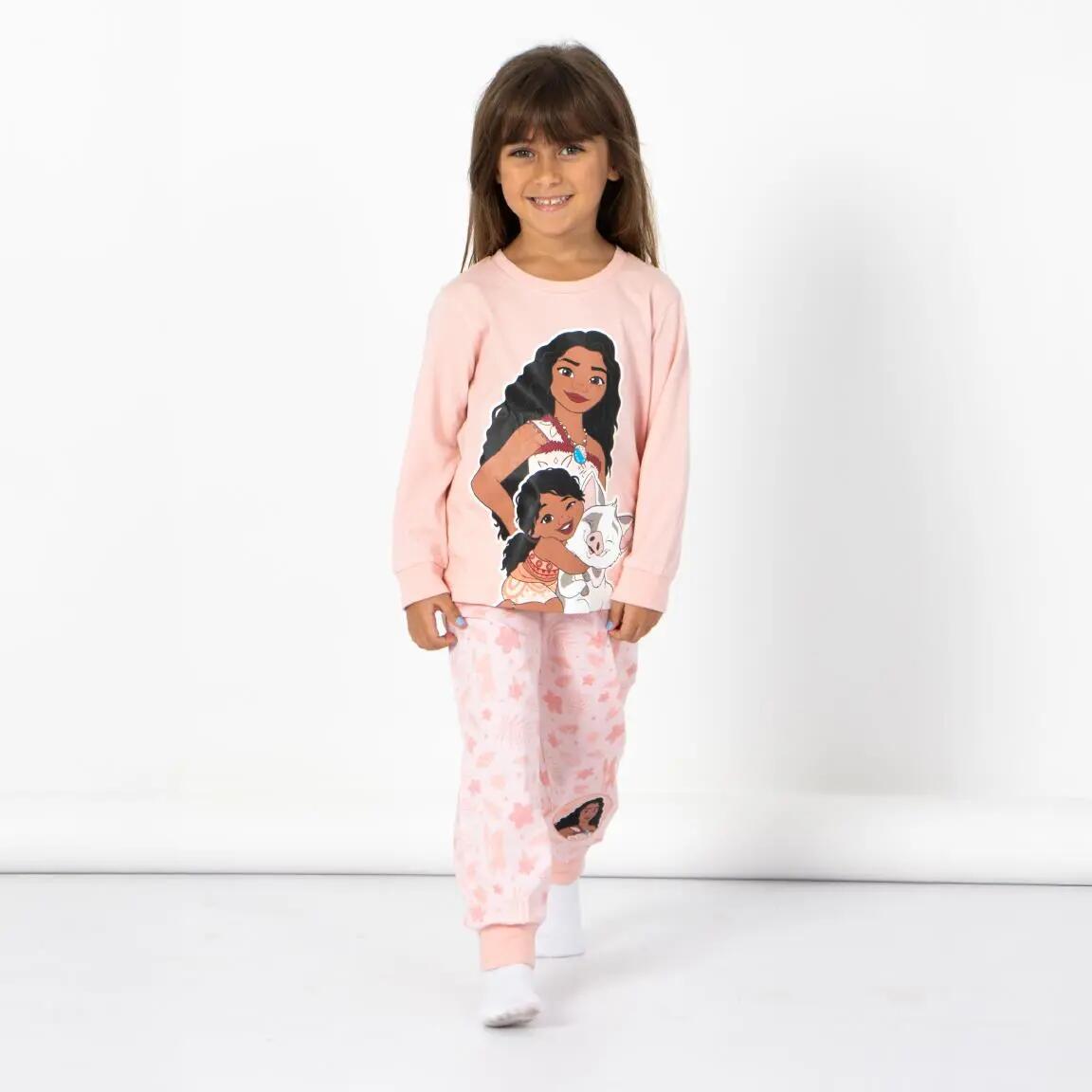 Pyjama Lang Kinder Moana Tweedelig van Katoen en Polyester Koraal 3/4