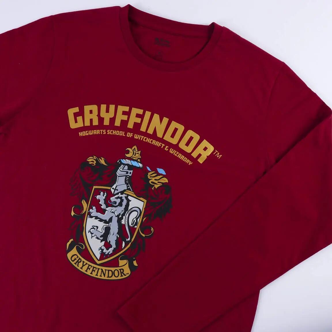 Pijama Largo Adulto Harry Potter de Dos Piezas de Algodón Rojo Oscuro 3/4