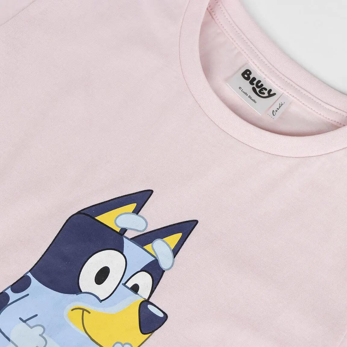 Pyjama Court Enfant Bluey Deux Pièces en Coton Rose 4/6
