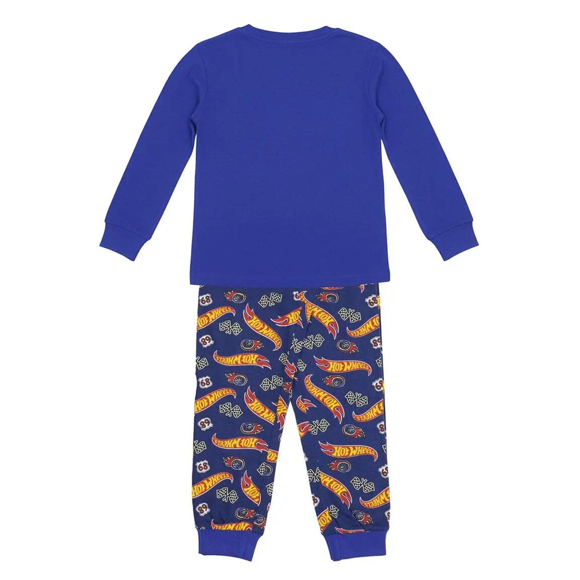 Pyjama Long Enfant Hot Wheels Deux Pièces en Coton et Polyester Bleu 2/6