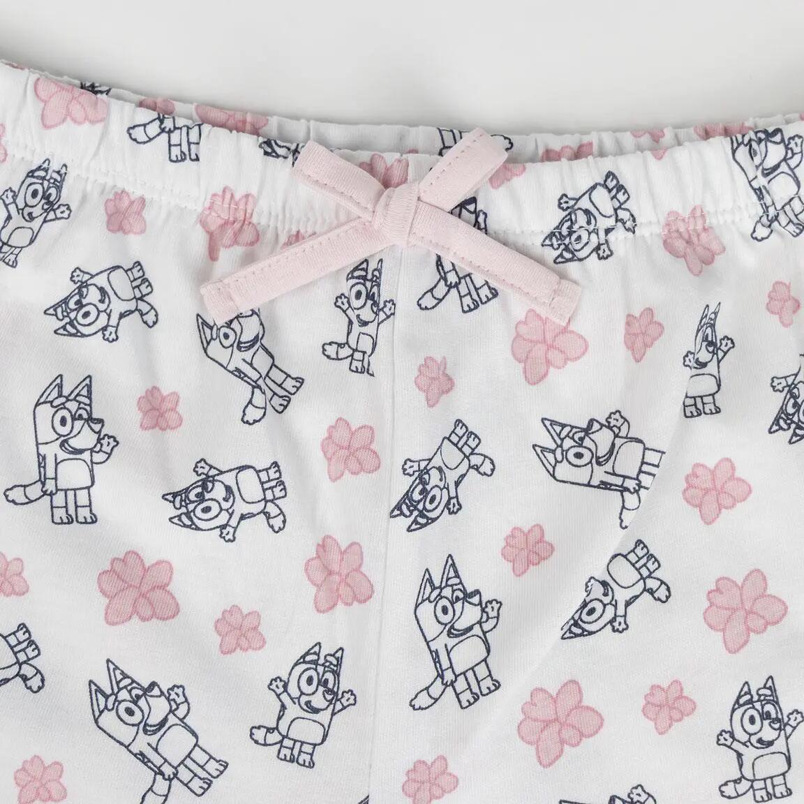 Pyjama Court Enfant Bluey Deux Pièces en Coton Rose 3/6