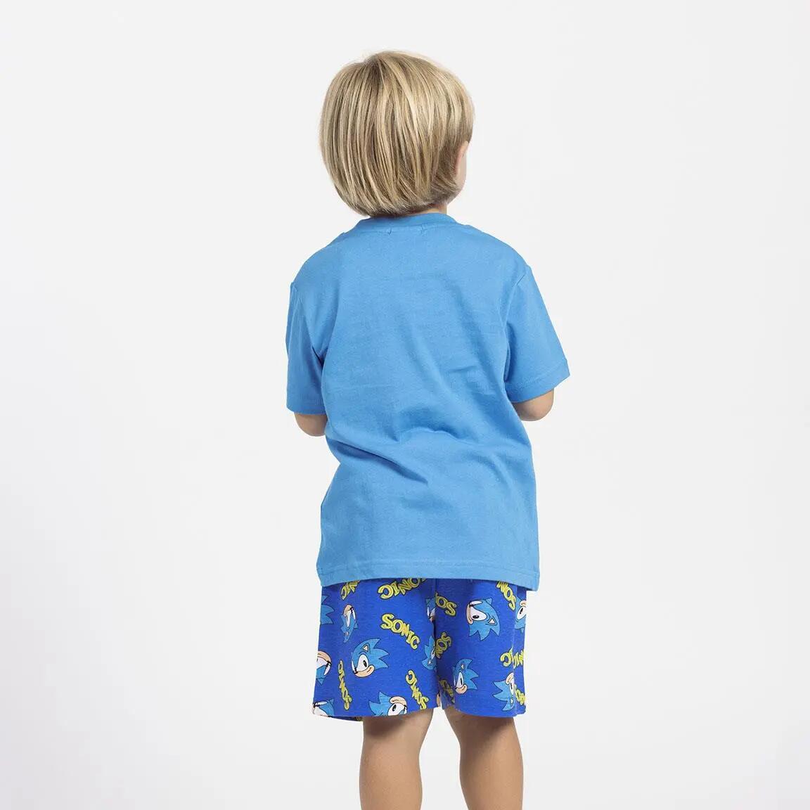 Schlafanzug Kurz Kinder Sonic Zweiteilig aus Baumwolle Blau 3/5
