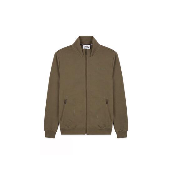 Sweat-shirt hommes en molleton brossé technique avec fermeture zippée et col mon