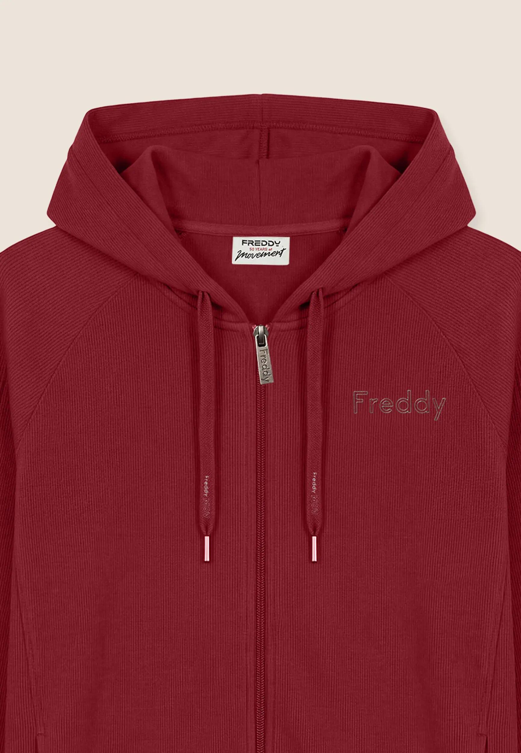 Sweat-shirt coupe carrée et courte pour femmes avec fermeture zippée et capuche 3/3