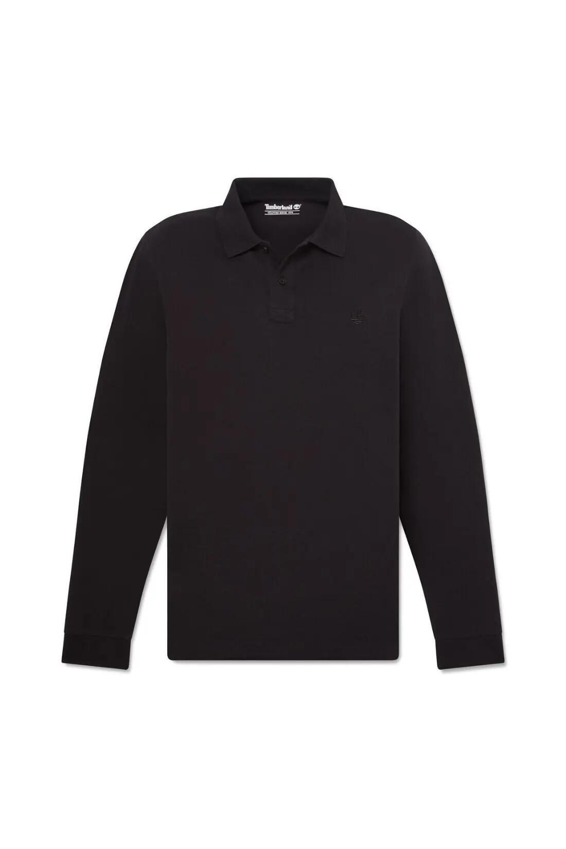 Polo - Casual - Heren - Longsleeve, Regular fit, Knopnek - Zwart 2/3