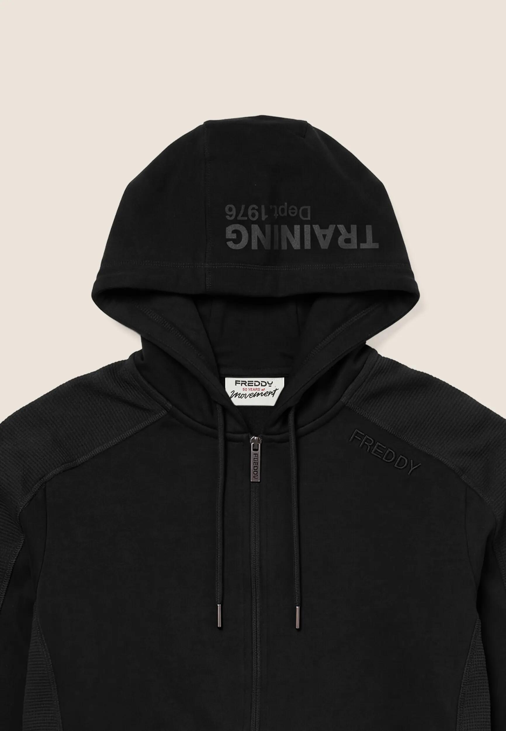 Sudadera de hombre con cremallera y capucha, con inserciones de tejido gofre 3/3