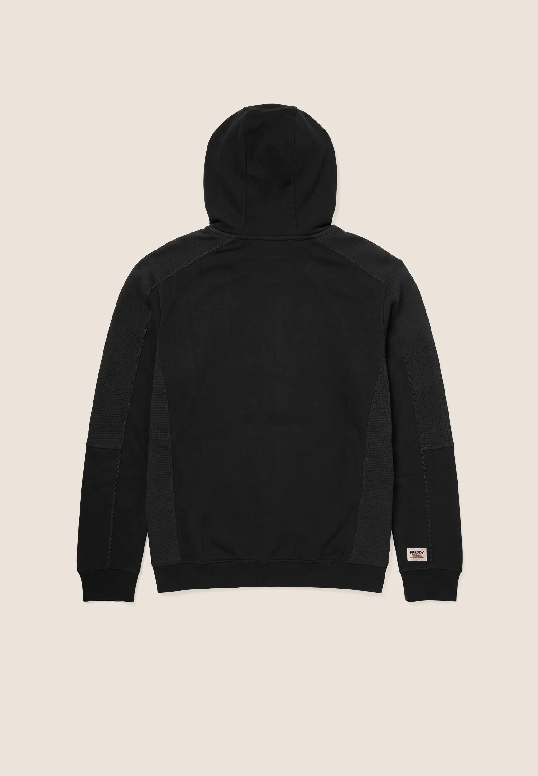 Sudadera de hombre con cremallera y capucha, con inserciones de tejido gofre 2/3