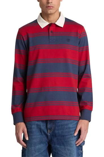 Polo - Sportswear - Homme - Manches longues, Coupe régulière - Rouge