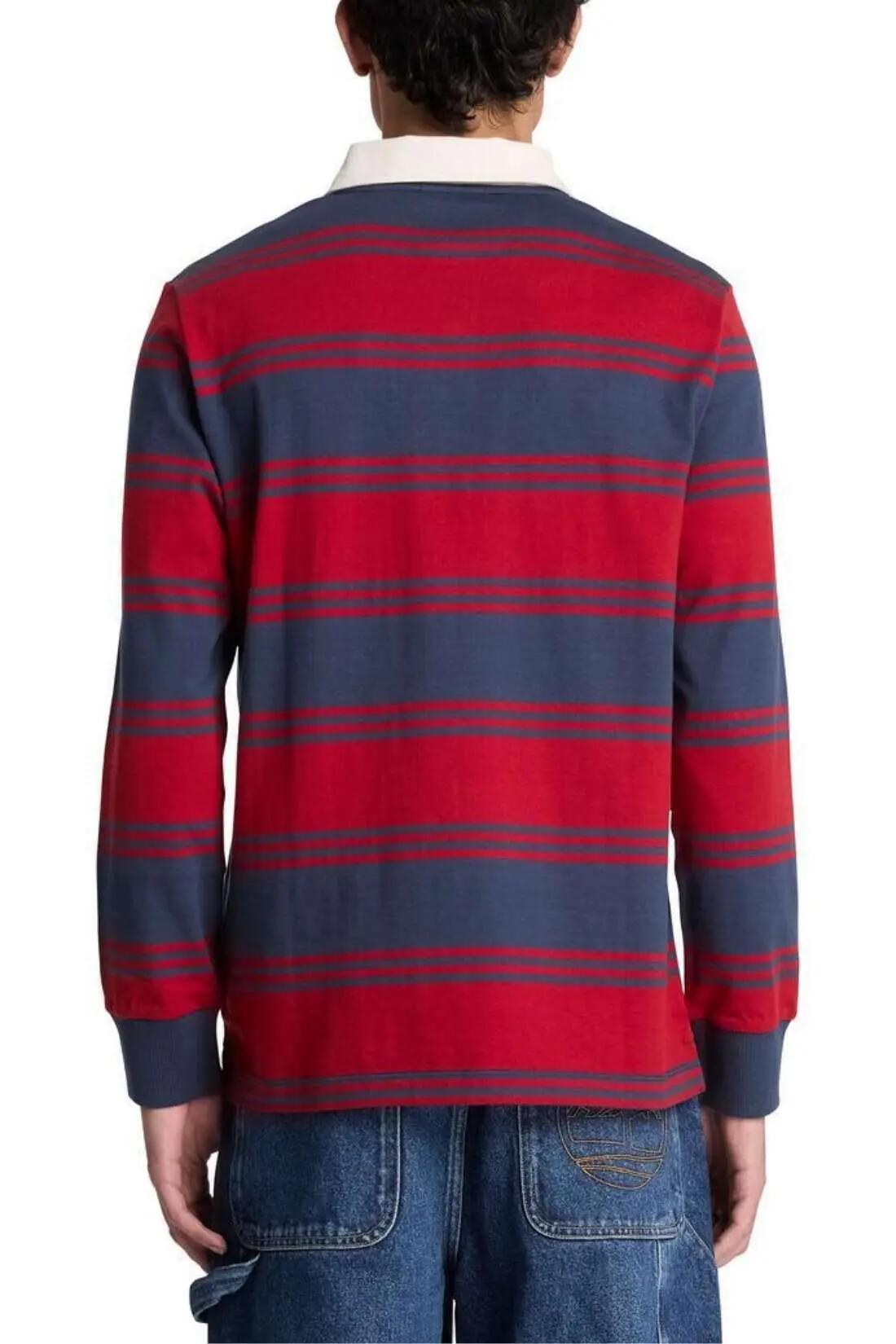 Polo - Sportswear - Homme - Manches longues, Coupe régulière - Rouge 3/3