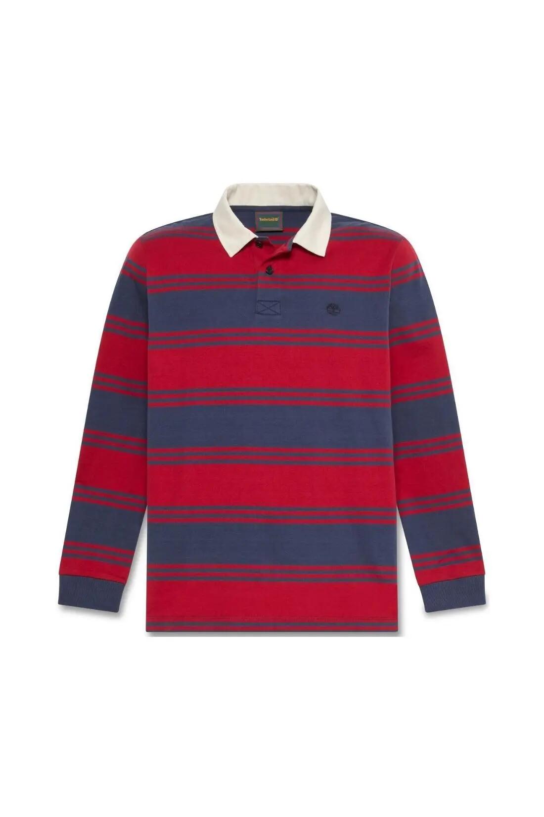 Polo - Sportswear - Homme - Manches longues, Coupe régulière - Rouge 2/3