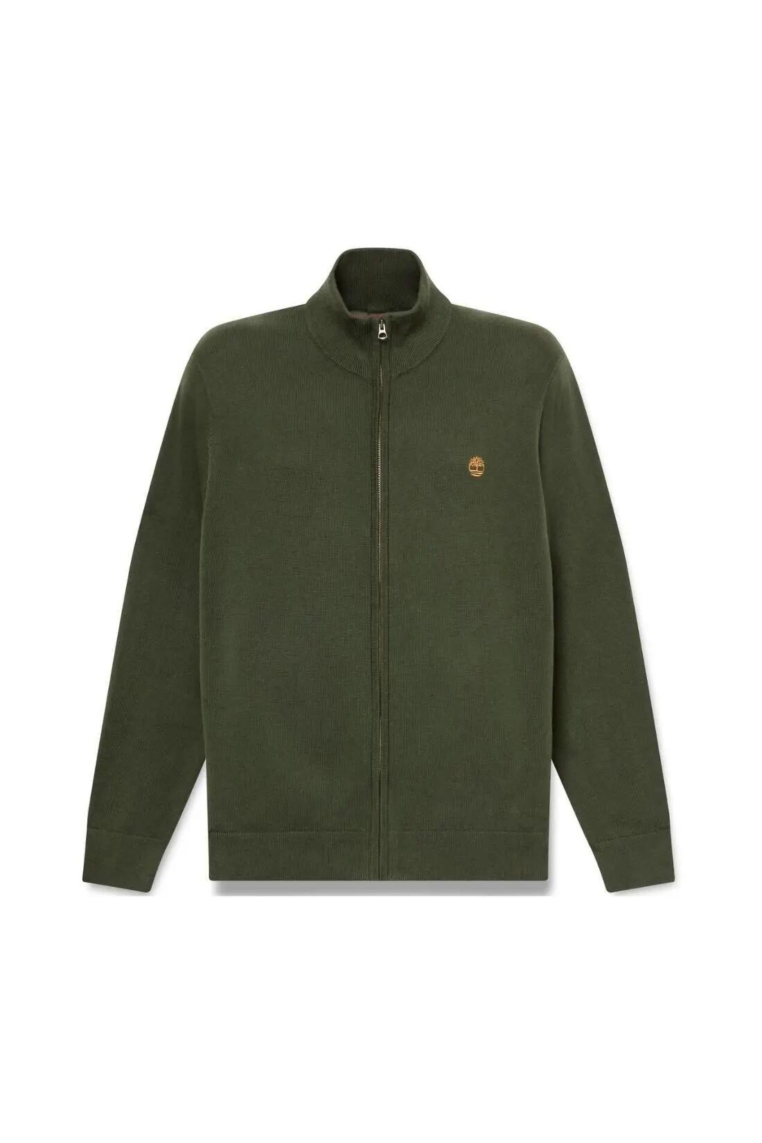 Sudadera con cremallera - Hombre - Cuello alto - Verde militar 2/3