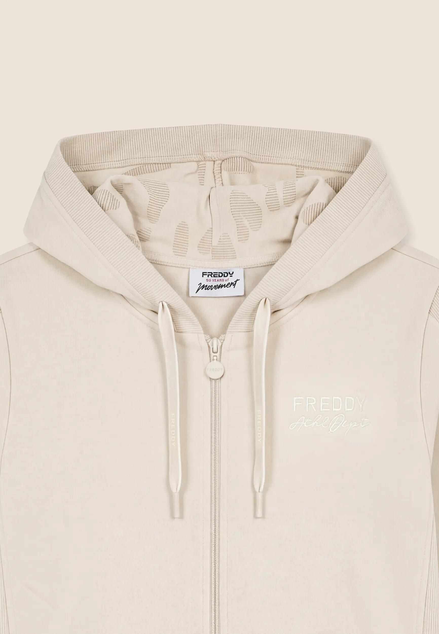 Sweat-shirt à capuche zippé pour femmes avec empiècements côtelés 3/3