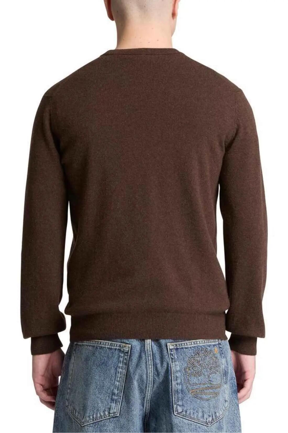 Pullover - Sportswear - Homme - Misto lana, Girocollo, Taglio Regular - Marrone 3/3