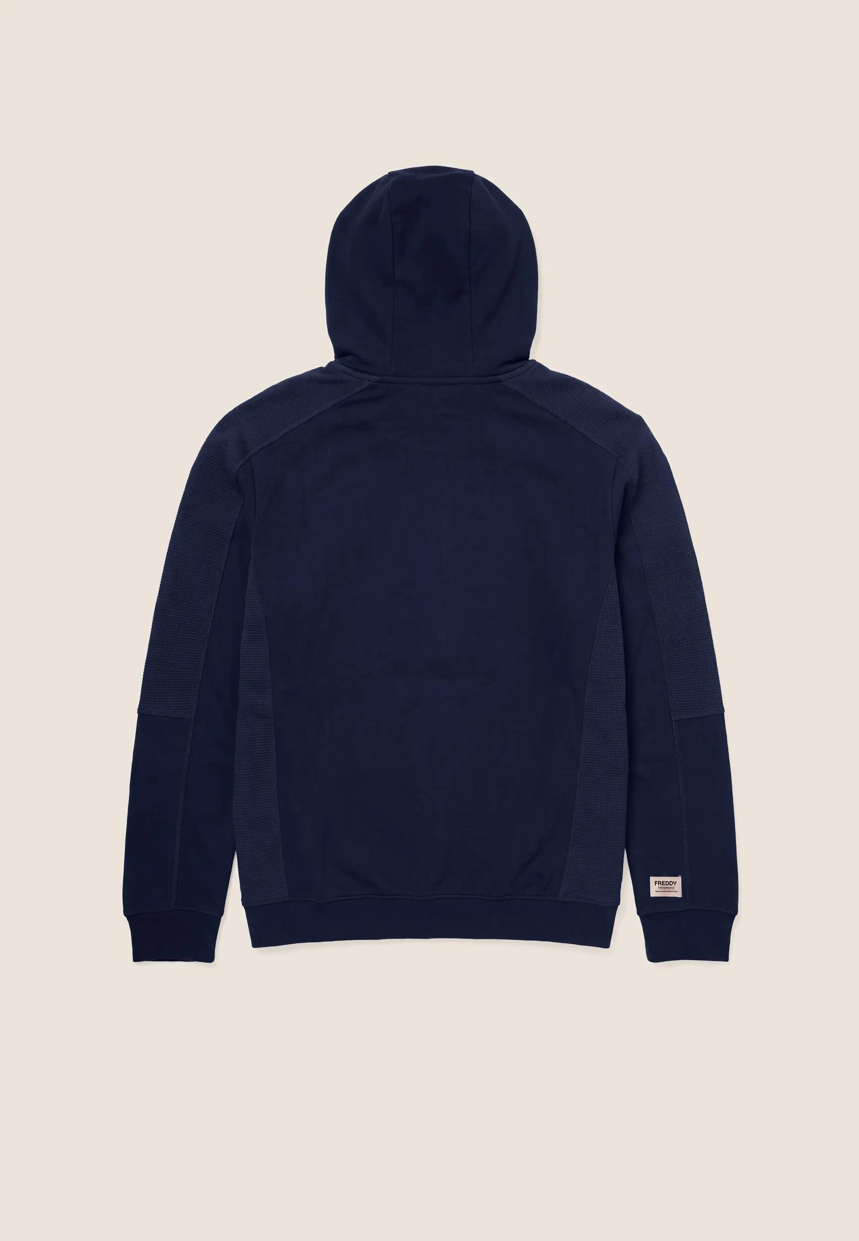 Sudadera de hombre con cremallera y capucha, con inserciones de tejido gofre 2/3