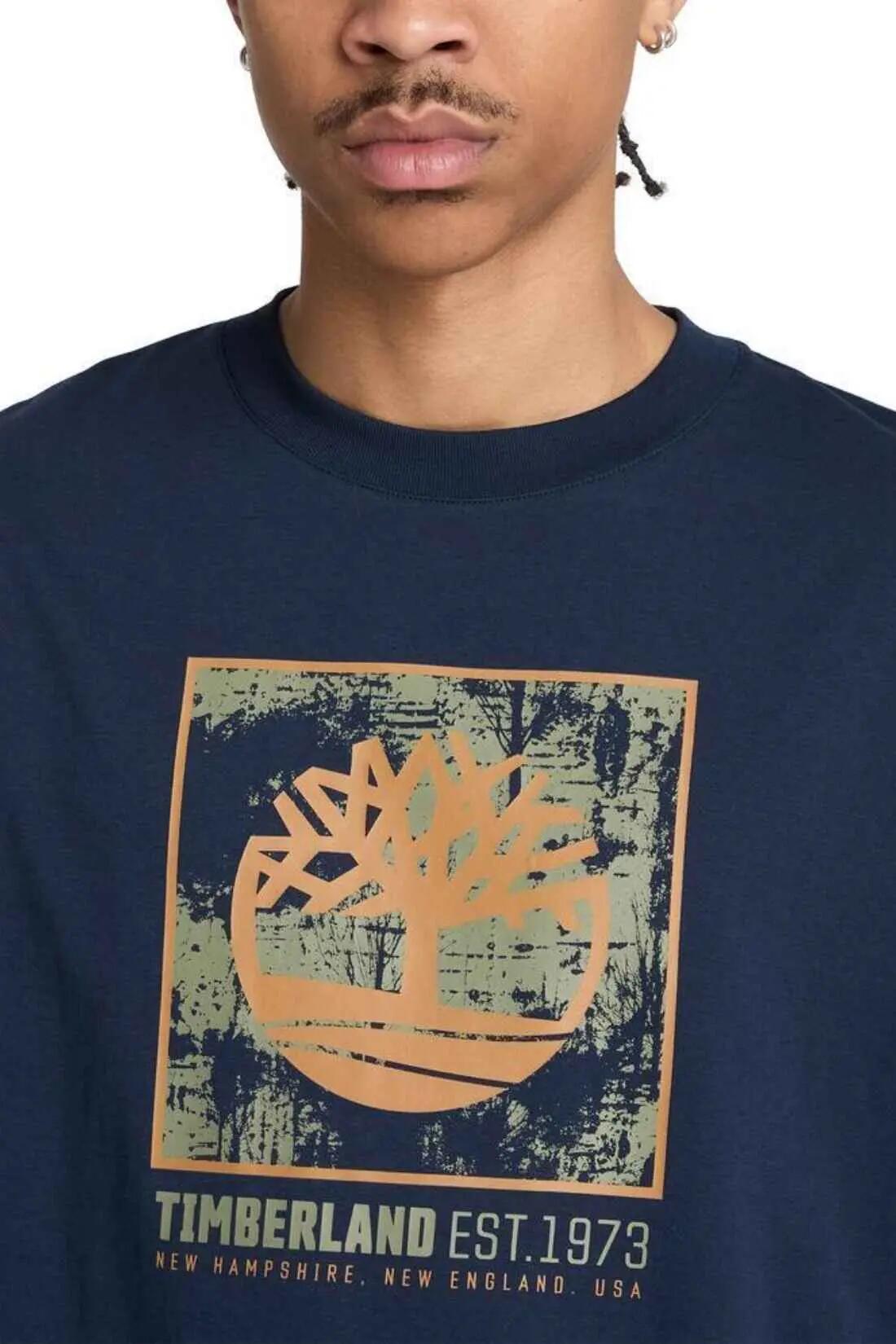 T-shirt - Uomo - Regular, Girocollo, Stampa logo - Blu 4/4