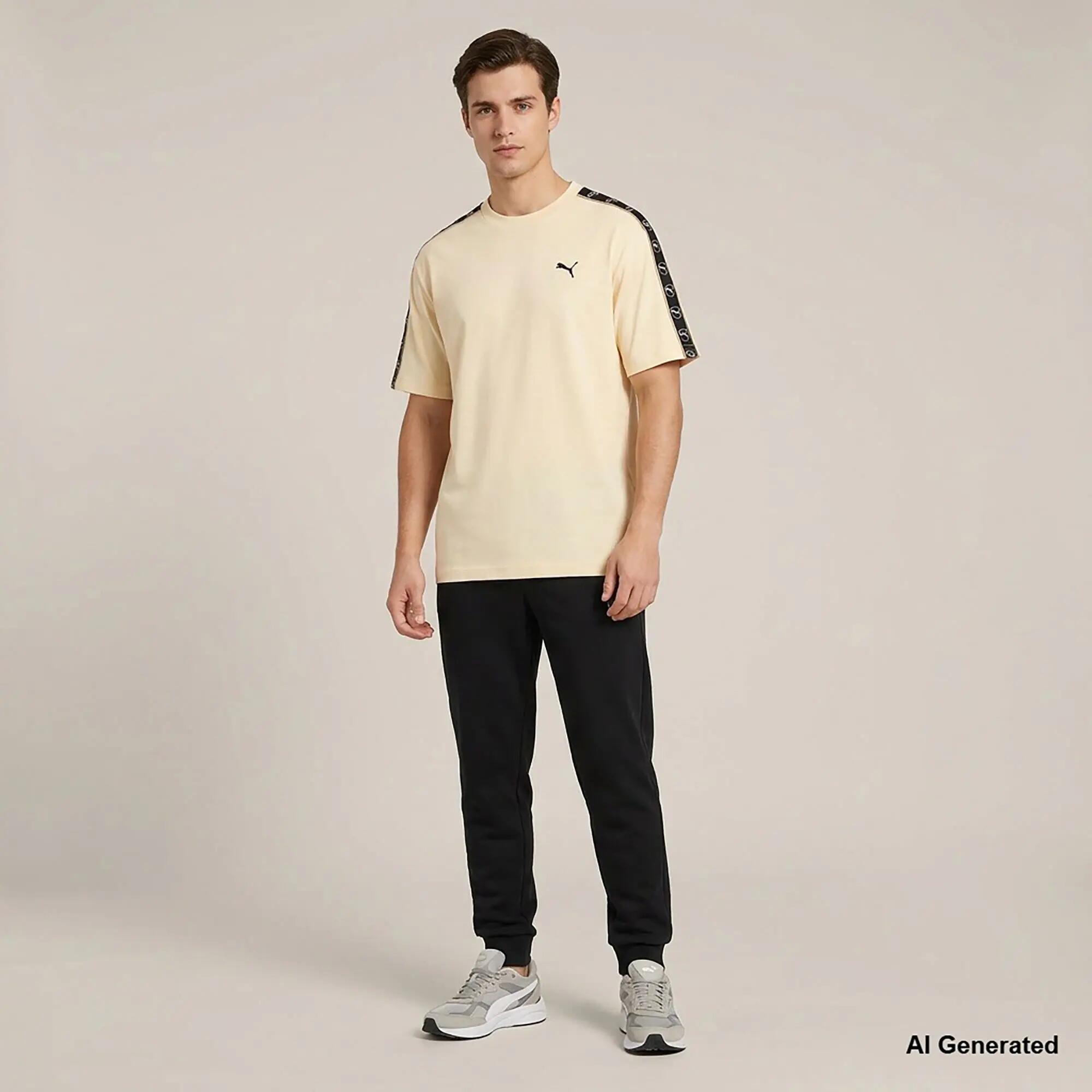T-Shirt Puma Ess Elevated Tape Relaxed Tee Adulte 3/5
