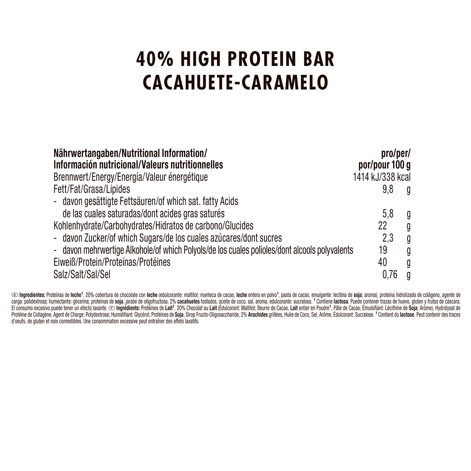 Barres protéinées - 40% Protein Bar Low Carb - Cacahuète et Caramel 4/4