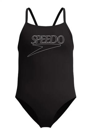 Speedo Girls Endurance+ Logo Thinstrap Swimsuit - Black - 16Y