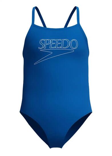 Speedo Girls Endurance+ Logo Thinstrap Swimsuit - Blue - 10Y