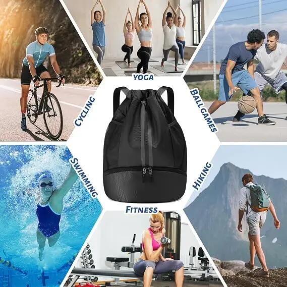 Sac à dos de sport avec compartiment séparé pour chaussures et fermeture à cordo 7/7