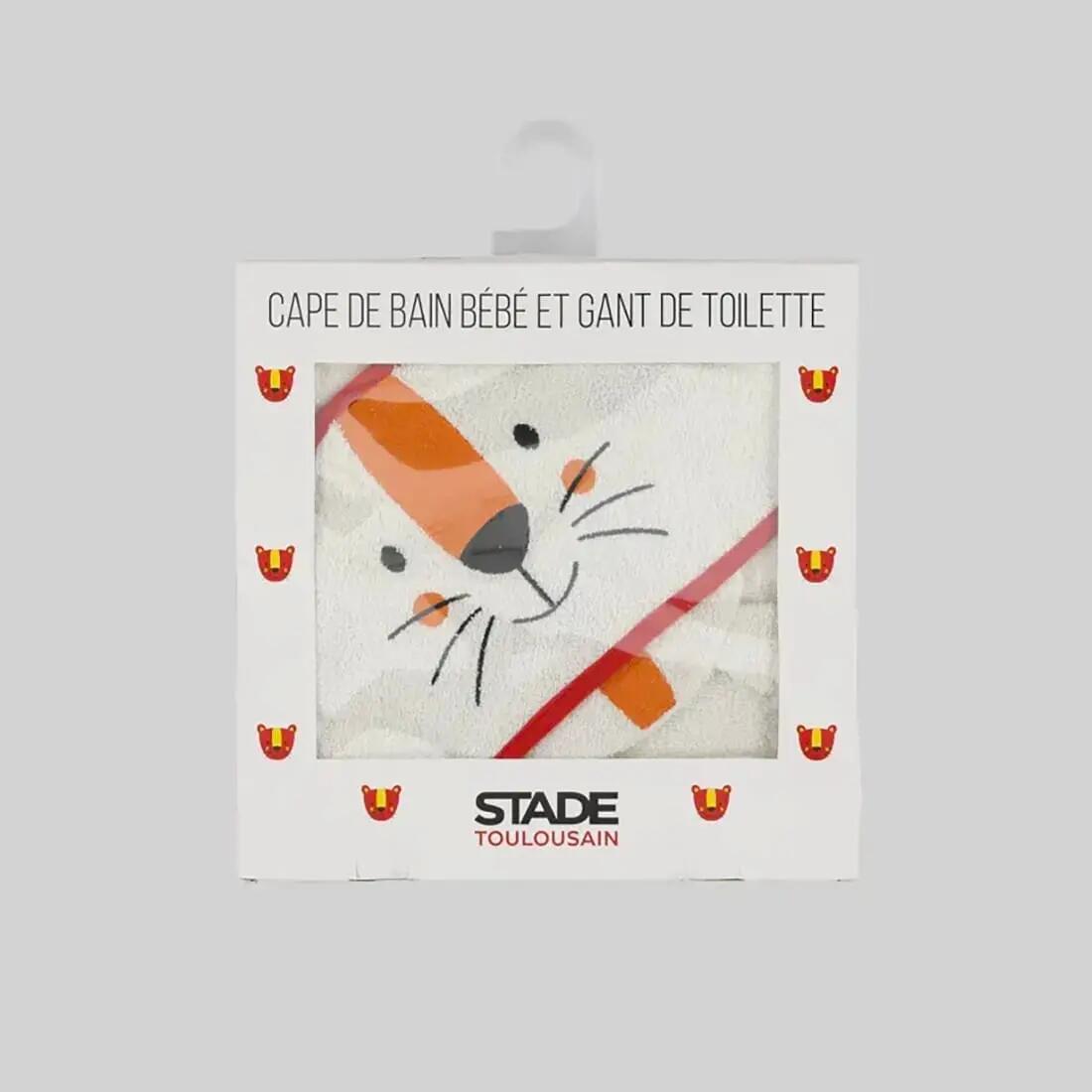 Cape de Bain et Gant pour Bébé Savane Stade Toulousain Écru 2/3
