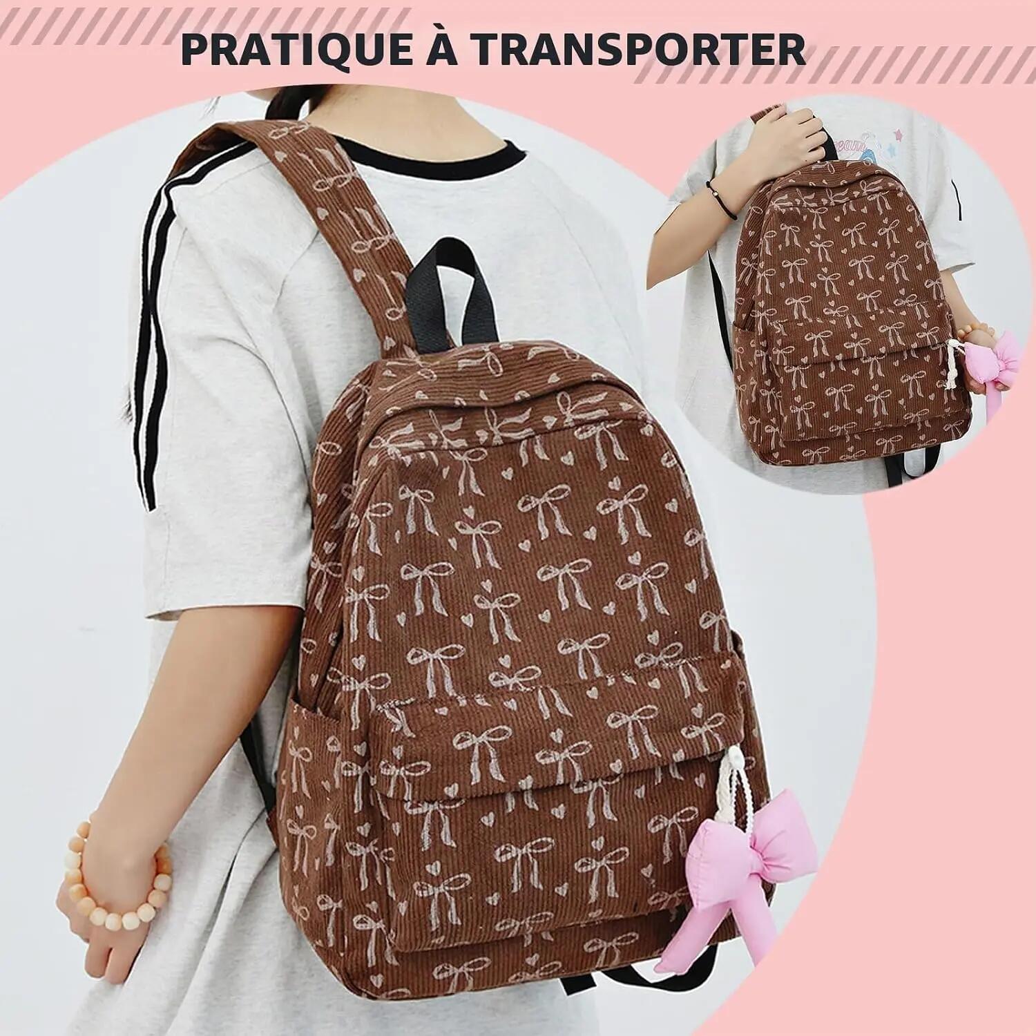 Sac à dos léger et pratique avec pendentif papillon, idéal pour l'école et les v 6/7