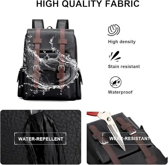 Sac à dos imperméable en PU pour ordinateur portable 15,6 pouces – Idéal pour le 5/6