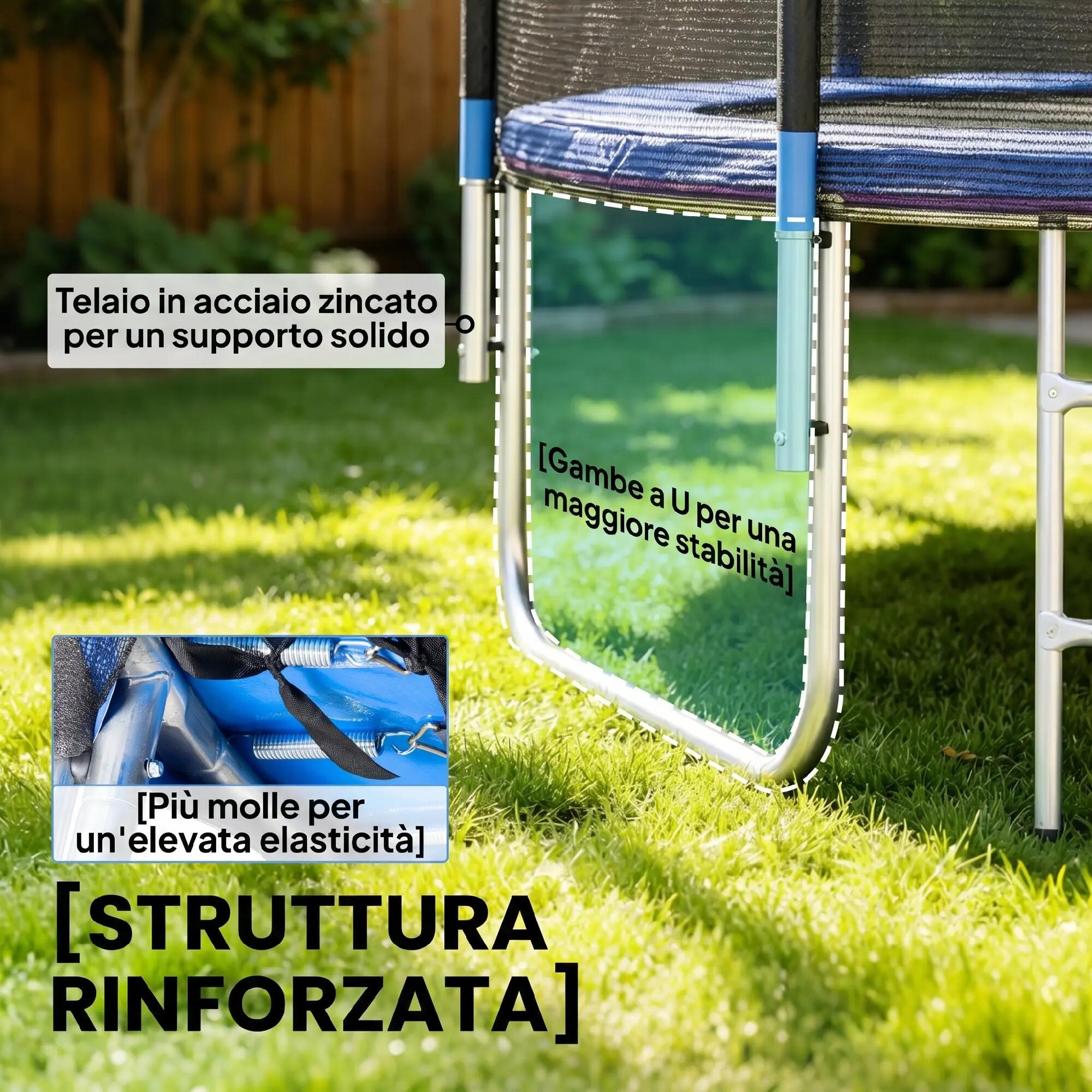 Trampoline avec échelle et filet de sécurité, en acier et plastique, Ø180 x 200 9/9