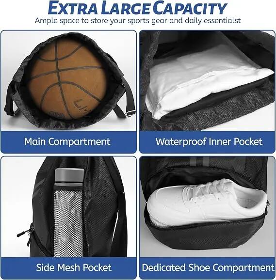 Sac à dos de sport avec compartiment séparé pour chaussures et fermeture à cordo 4/7
