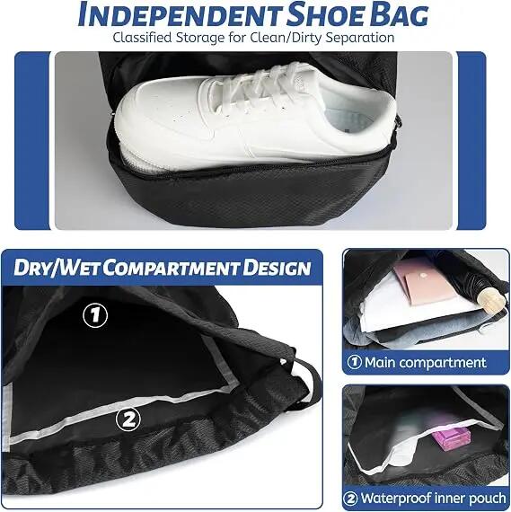 Sac à dos de sport avec compartiment séparé pour chaussures et fermeture à cordo 3/7