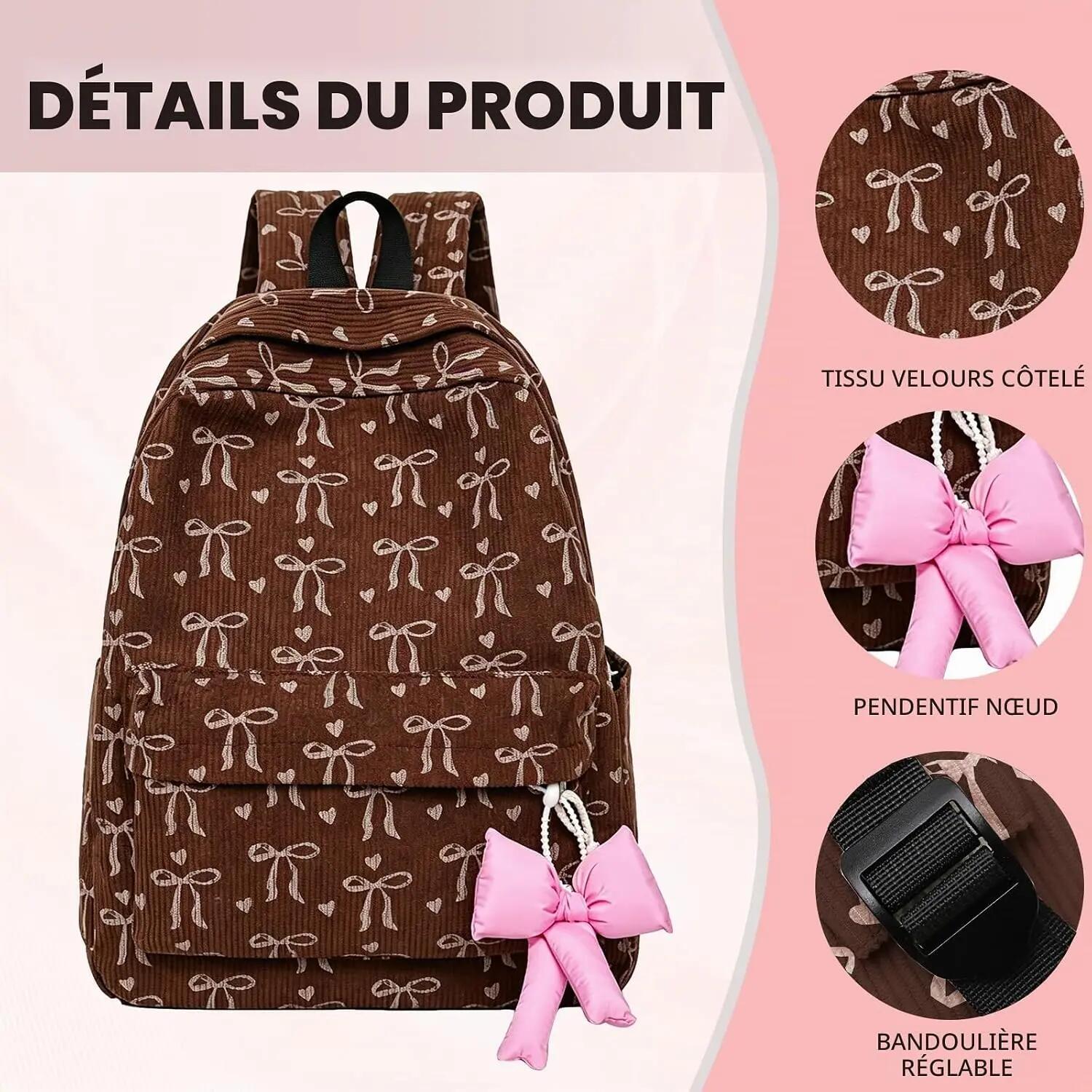 Sac à dos léger et pratique avec pendentif papillon, idéal pour l'école et les v 3/7