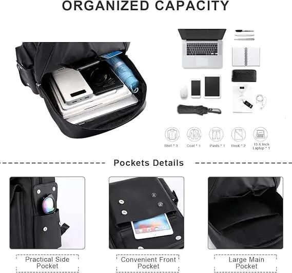 Sac à dos imperméable en PU pour ordinateur portable 15,6 pouces – Idéal pour le 3/6